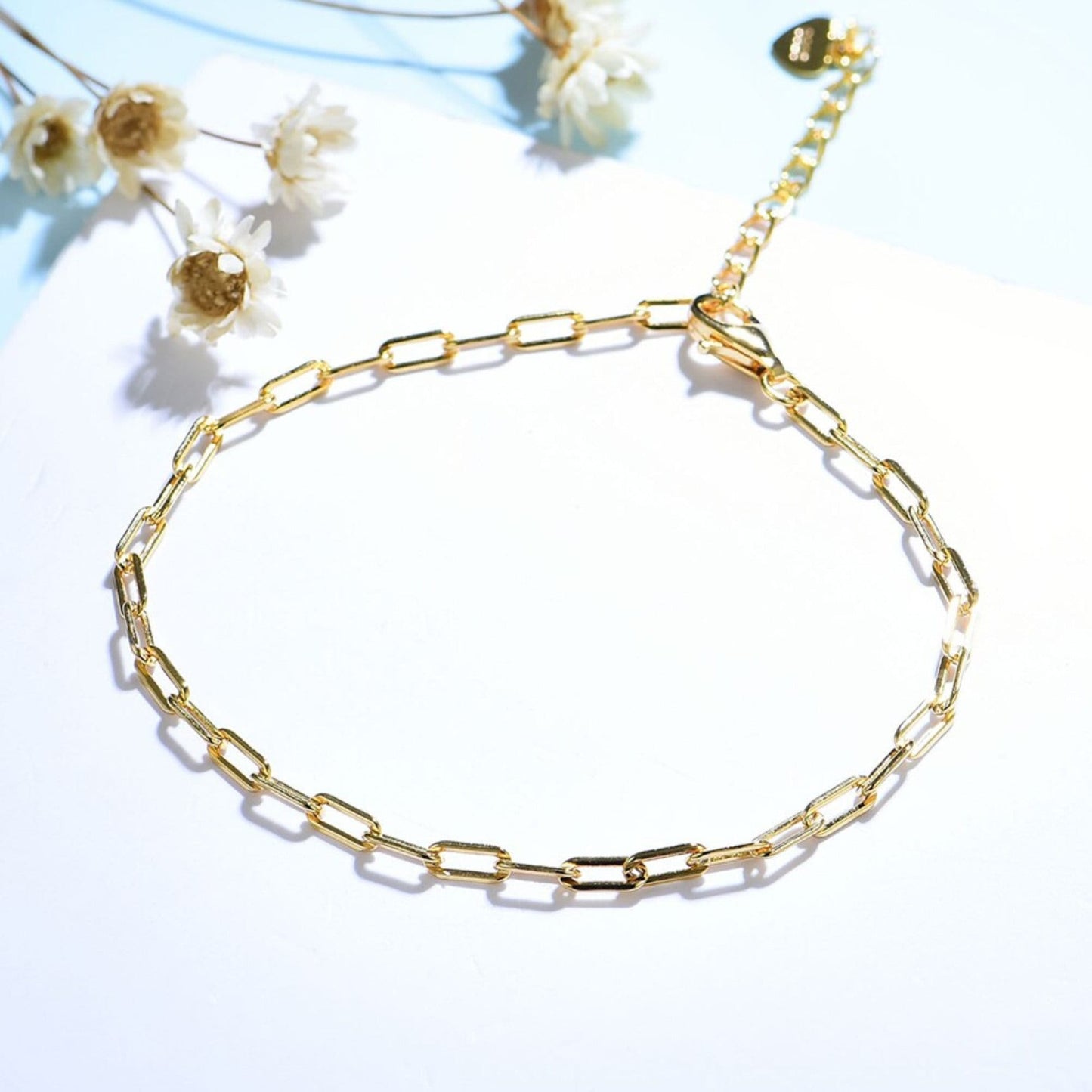 Gold Paperclip Bracelet Chain \ 18k Gold Filled Bracelet \ Gold Filled Paperclip Bracelet \ Gold Link Bracelet \ Bridesmaid Bracelet