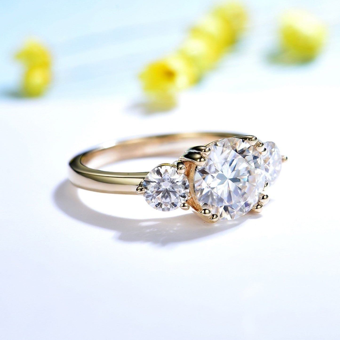 Moissanite Ring \ Round Cut Gold Ring \ Brilliant Cut Gold Ring \ Sterling Silver Ring \ Engagement Ring \ Diamond Ring \ Anniversary gift