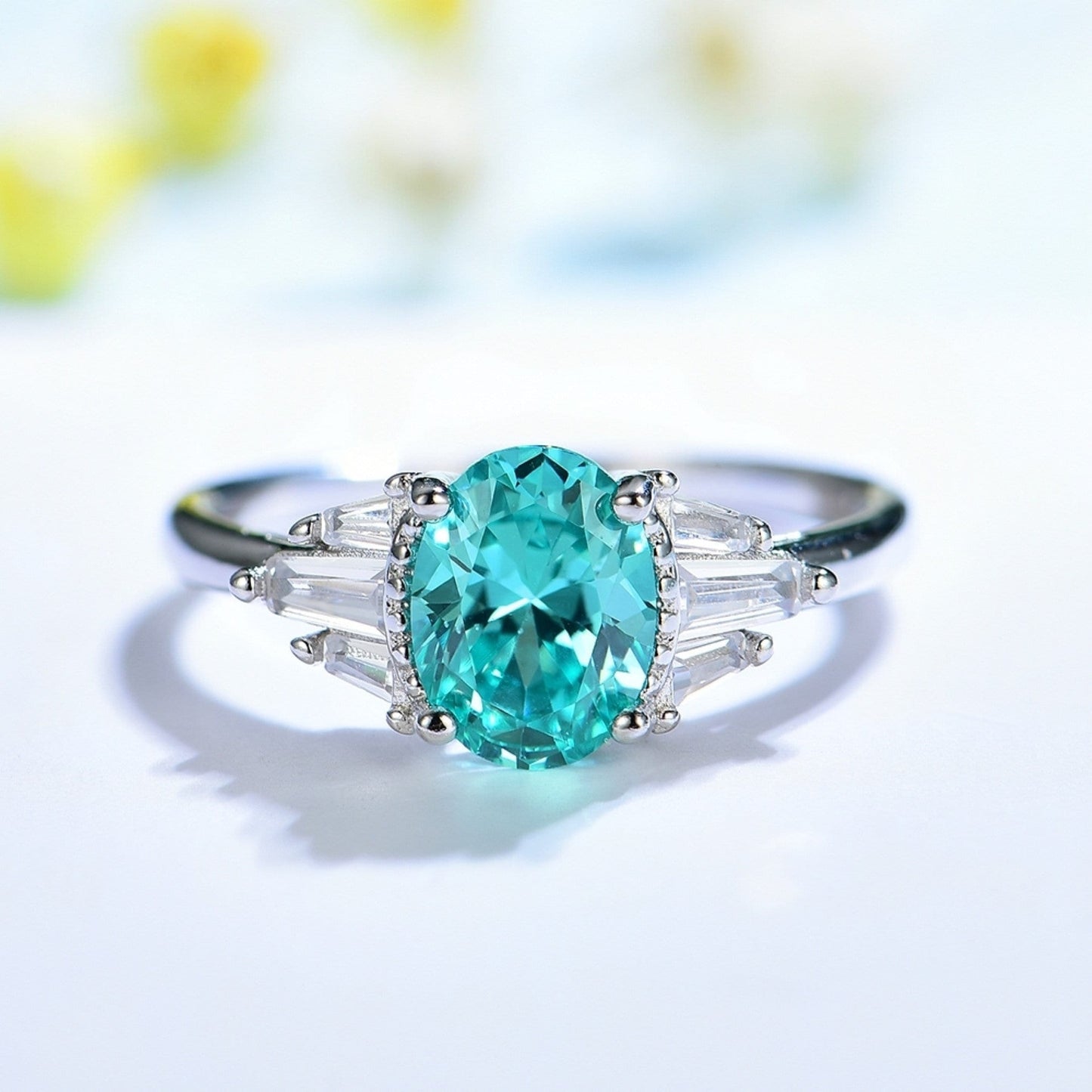 1.5 ct Oval Cut Solitaire Engagement Ring \ Stacking ring \ Silver ring \ Sterling Silver Promise Ring \ Promise Ring \ Topaz Ruby Emerald