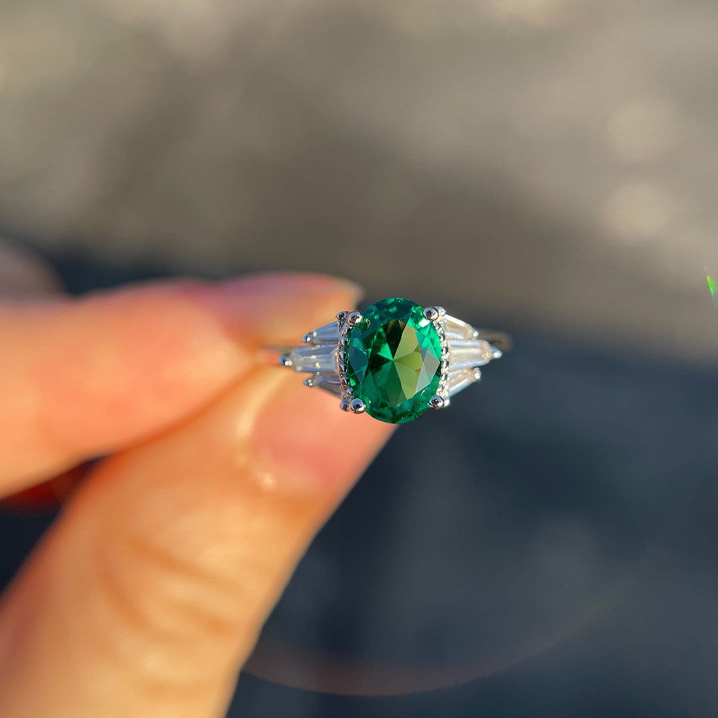 1.5 ct Oval Cut Solitaire Engagement Ring \ Stacking ring \ Silver ring \ Sterling Silver Promise Ring \ Promise Ring \ Topaz Ruby Emerald