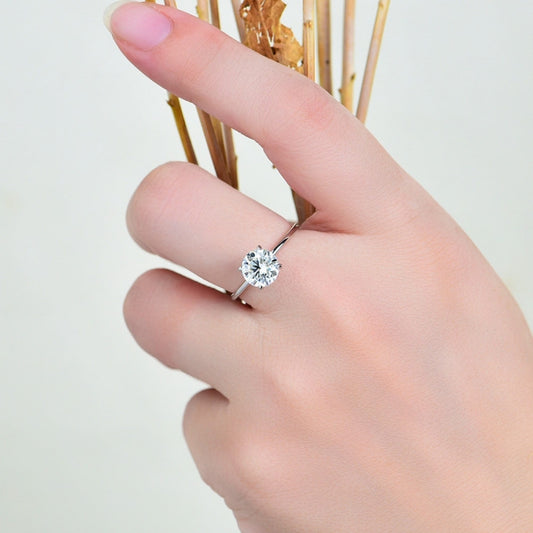 14k Solid Gold Ring \ Round Cut Moissanite Wedding Ring \ Moissanite Engagement Ring \ Silver Moissanite Ring \ Stacking ring \ Promise Ring
