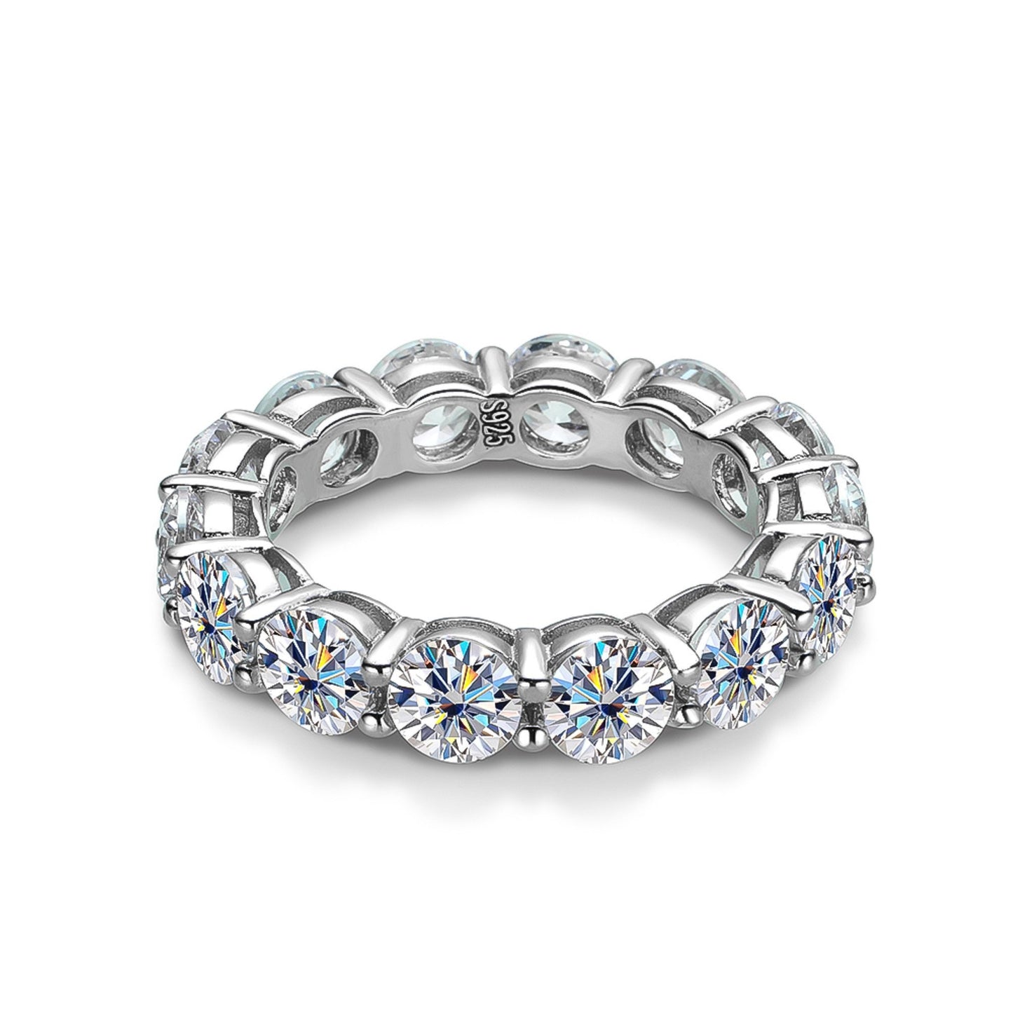 Round Cut Moissanite Wedding Band \ Minimalist Moissanite Band \ Eternity Band \ Moissanite ring \ Bubble Prong Set \ Bridal
