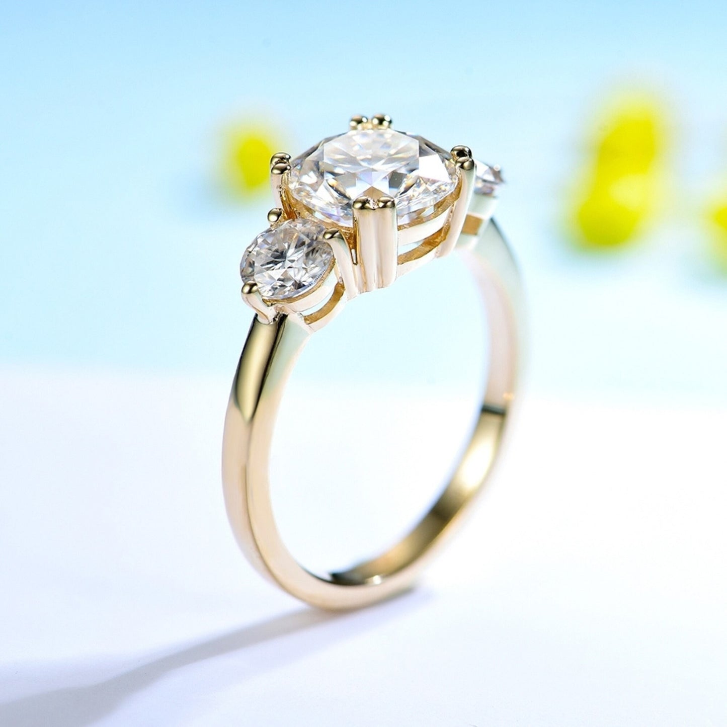 Moissanite Ring \ Round Cut Gold Ring \ Brilliant Cut Gold Ring \ Sterling Silver Ring \ Engagement Ring \ Diamond Ring \ Anniversary gift