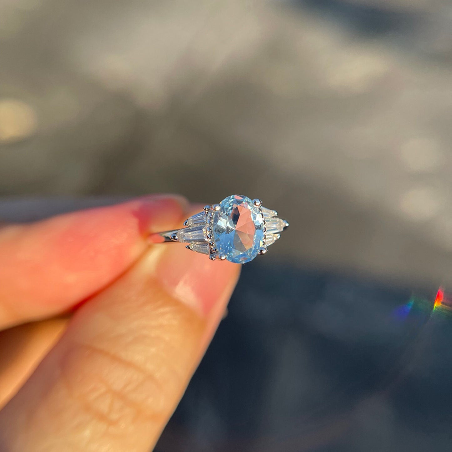 1.5 ct Oval Cut Solitaire Engagement Ring \ Stacking ring \ Silver ring \ Sterling Silver Promise Ring \ Promise Ring \ Topaz Ruby Emerald