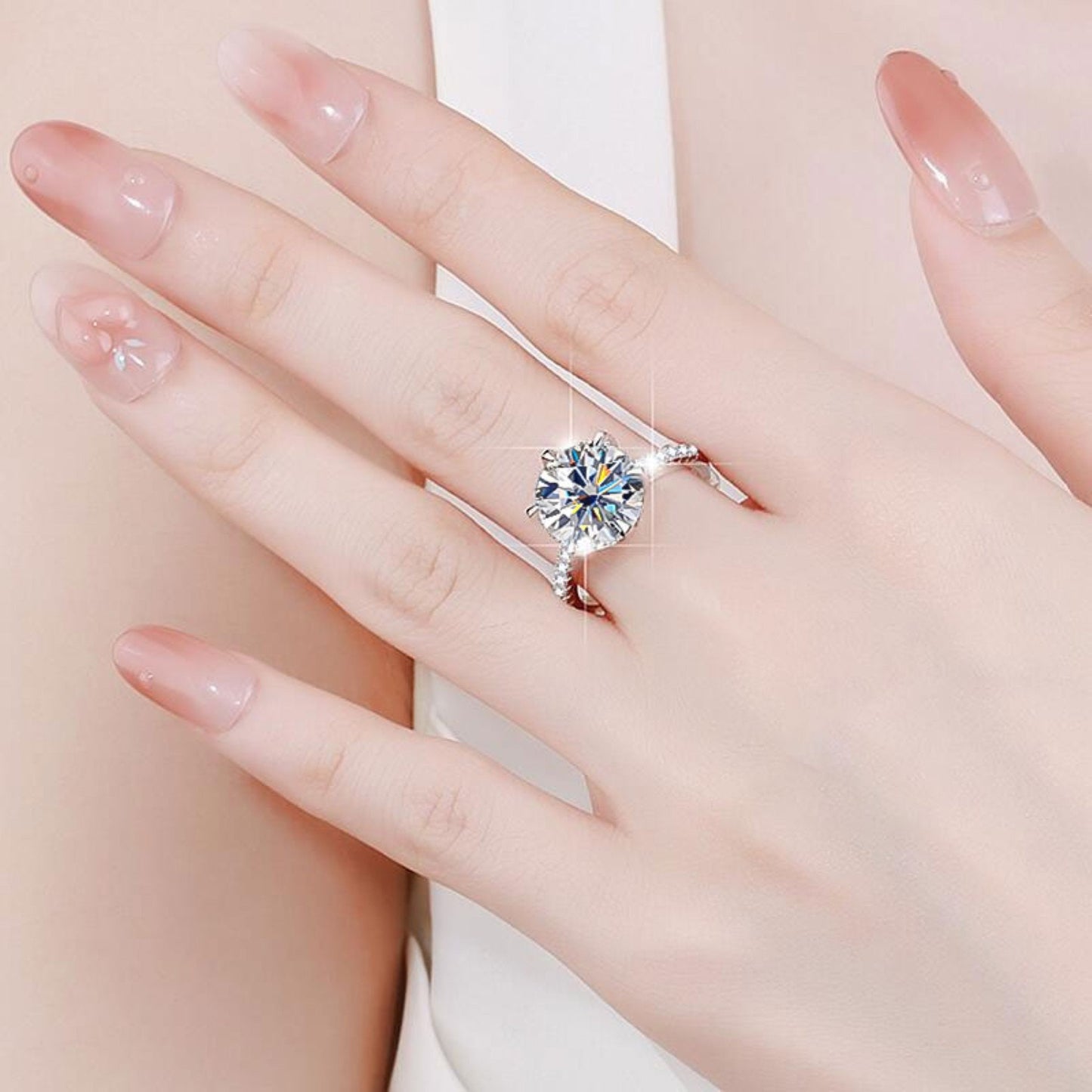 6-Prong Round Engagement Ring in 925 Sterling Silver / 5ct Moissanite or CZ Engagement Ring / Solitaire Moissanite Ring / Gold Promise Ring