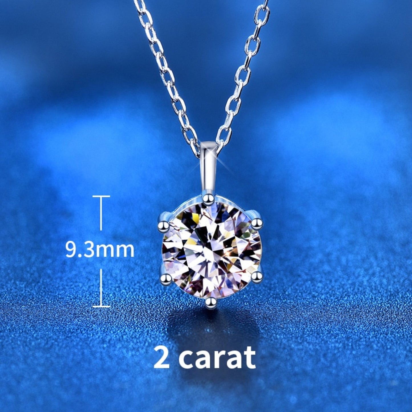 2.0ct Solitaire Moissanite Necklace Soild 925 silver Necklace \ Moissanite Pendant \ Moissanite Chain Necklace Single Diamond Nekclace