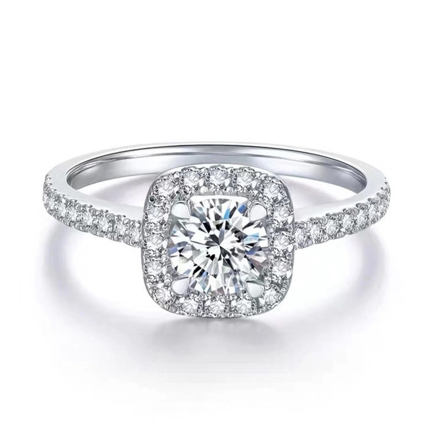 2 Carat Halo Engagement Ring \ Cushion Cut Simulated Diamond \ Statement Ring Sterling Silver 925 Classic Timeless Promise Wedding Ring
