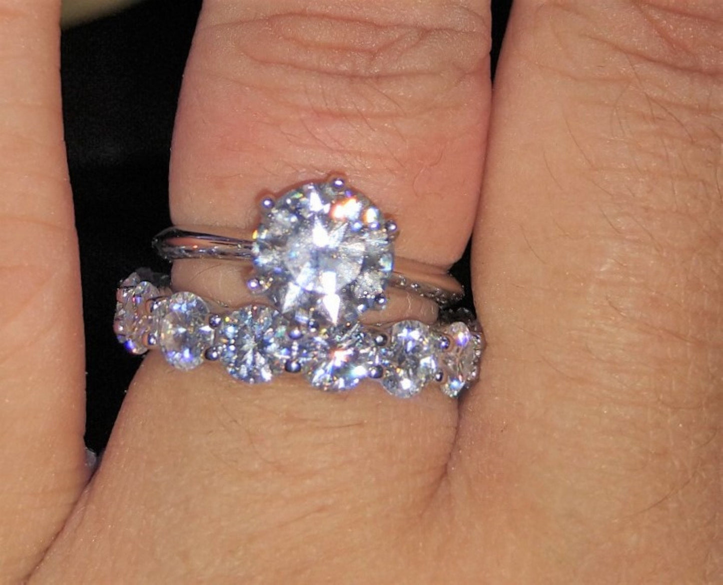 Moissanite Ring with GRA Certificate, 925 Sterling Silver, 18k White Gold Plating - Wedding Fine Jewelry