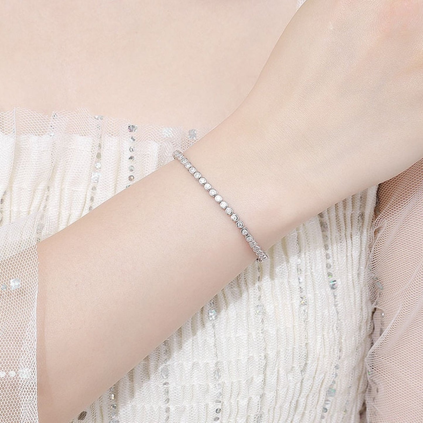 Tennis Bracelet \ Moissanite Tennis Bracelet \ Gold Tennis Bracelet \ Dainty Tennis Bracelet \ Cut Diamond Tennis Bracelet 6,7 inch Bracelet