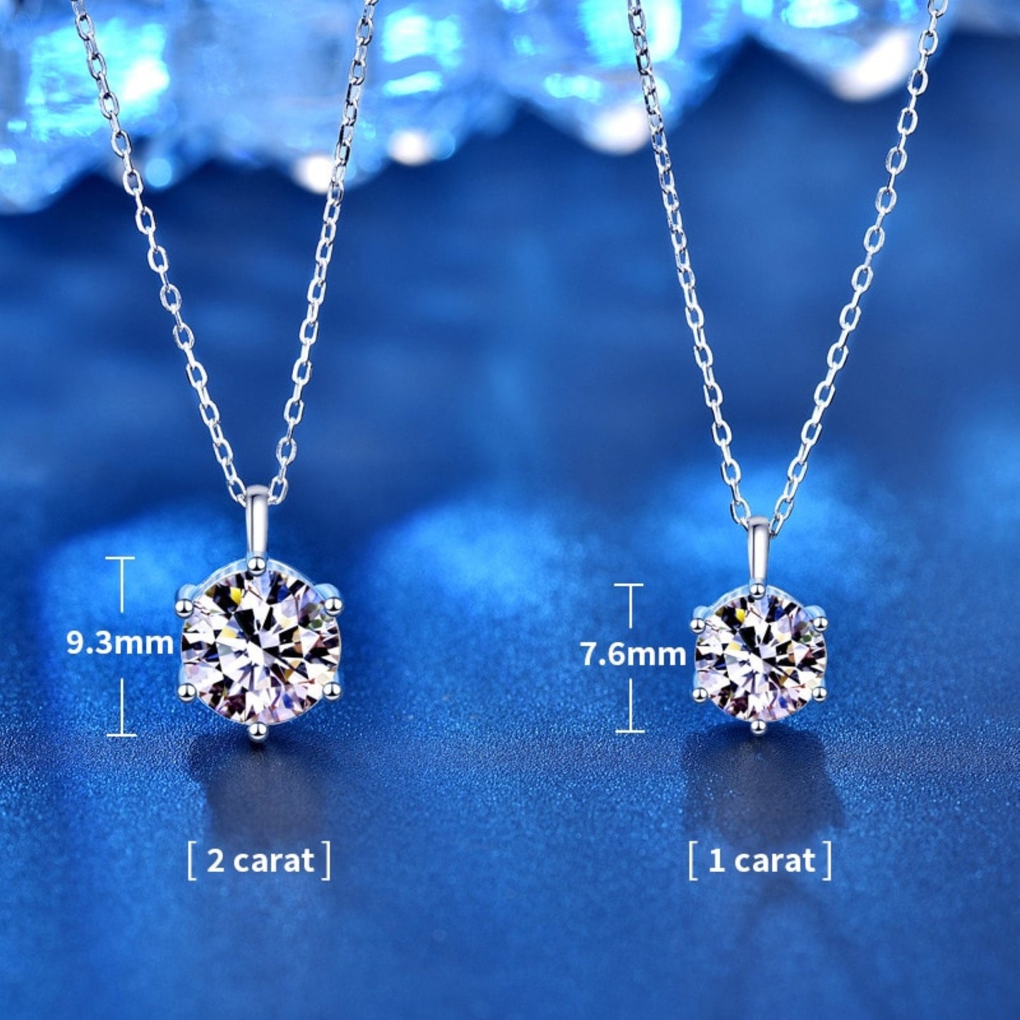 2.0ct Solitaire Moissanite Necklace Soild 925 silver Necklace \ Moissanite Pendant \ Moissanite Chain Necklace Single Diamond Nekclace