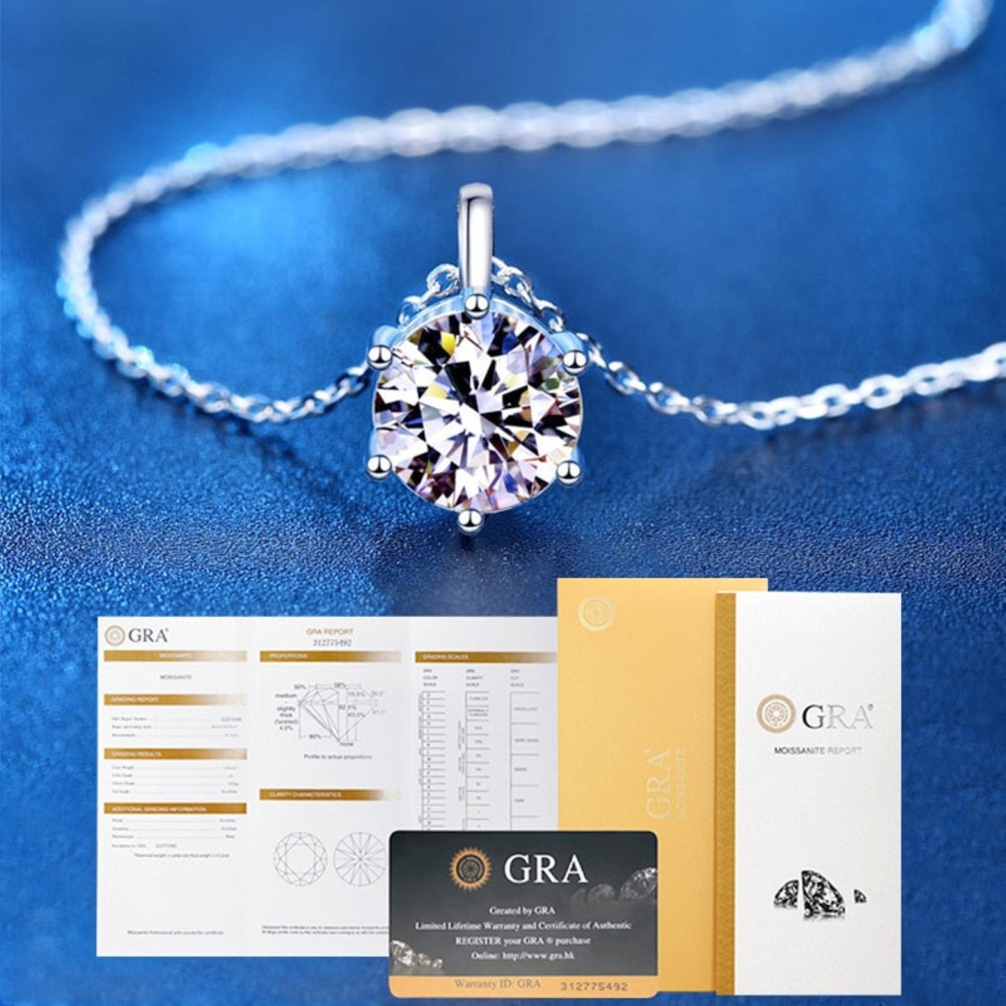 2.0ct Solitaire Moissanite Necklace Soild 925 silver Necklace \ Moissanite Pendant \ Moissanite Chain Necklace Single Diamond Nekclace