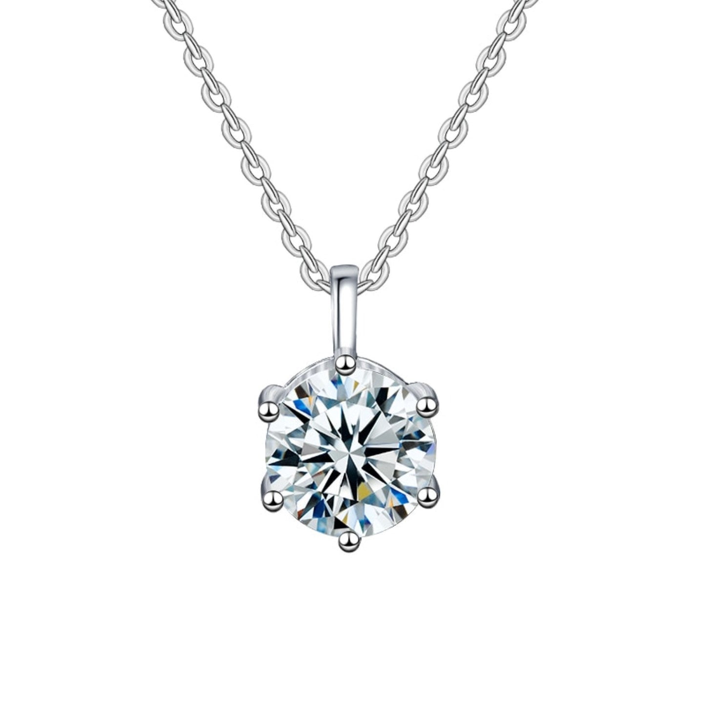 2.0ct Solitaire Moissanite Necklace Soild 925 silver Necklace \ Moissanite Pendant \ Moissanite Chain Necklace Single Diamond Nekclace