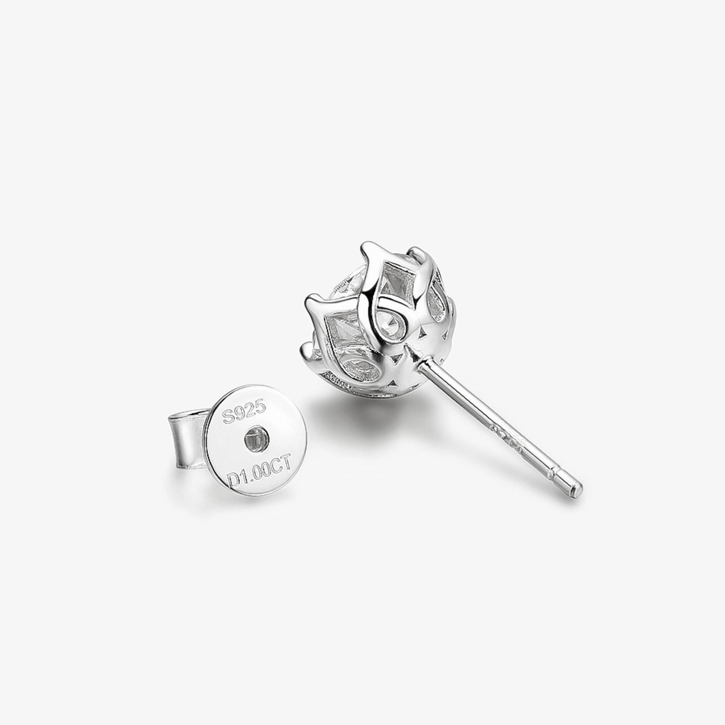 0.5-1 Carat Natural Moissanite Stud Earrings, Solid 925 Sterling Silver Earrings \ Wedding Stud Earrings \ Moissanite Sterling Silver Studs