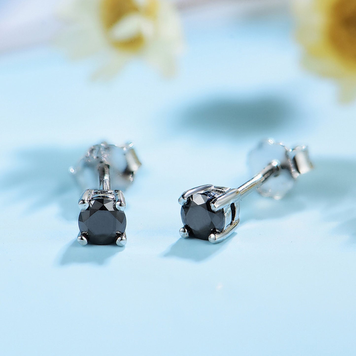 Moissanite Stud Earrings, Solid 925 Sterling Silver with Rhodium Plating, Dainty Stud Earrings for Women