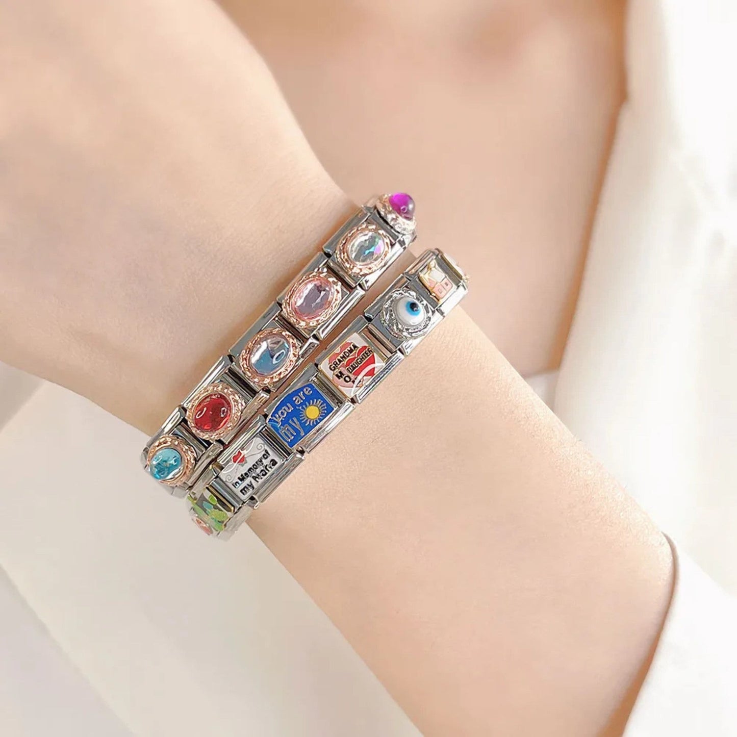 Italian Charms bracelet \ classic 9mm charms size \ Custom bracelet \ charm links \ gift for her \ Surprise Italian Bracelet Bracelet Charms