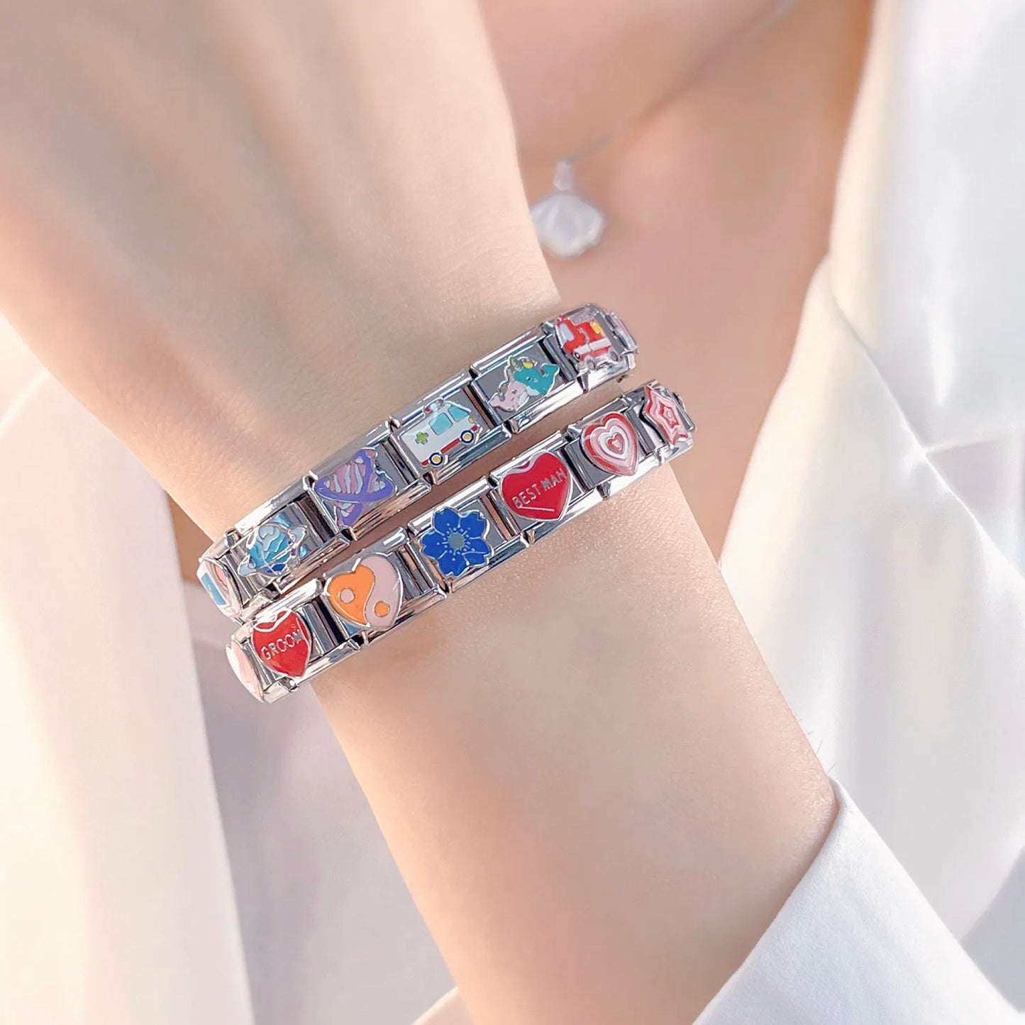 Italian Charms bracelet \ classic 9mm charms size \ Custom bracelet \ charm links \ gift for her \ Surprise Italian Bracelet Bracelet Charms