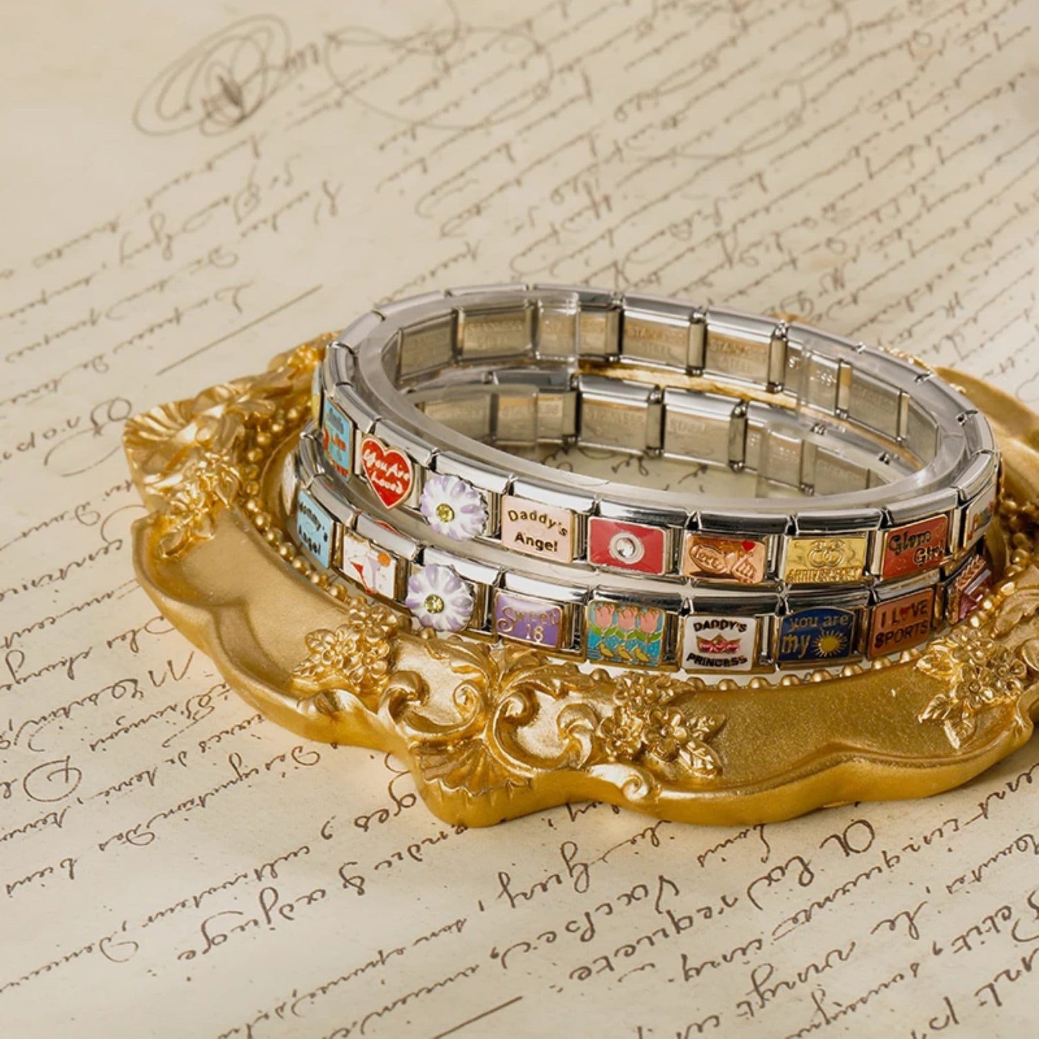 Italian Charms bracelet \ classic 9mm charms size \ Custom bracelet \ charm links \ gift for her \ Surprise Italian Bracelet Bracelet Charms