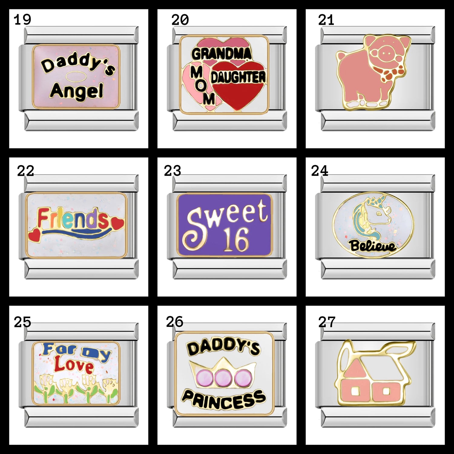 Italian Charms bracelet \ classic 9mm charms size \ Custom bracelet \ charm links \ gift for her \ Surprise Italian Bracelet Bracelet Charms