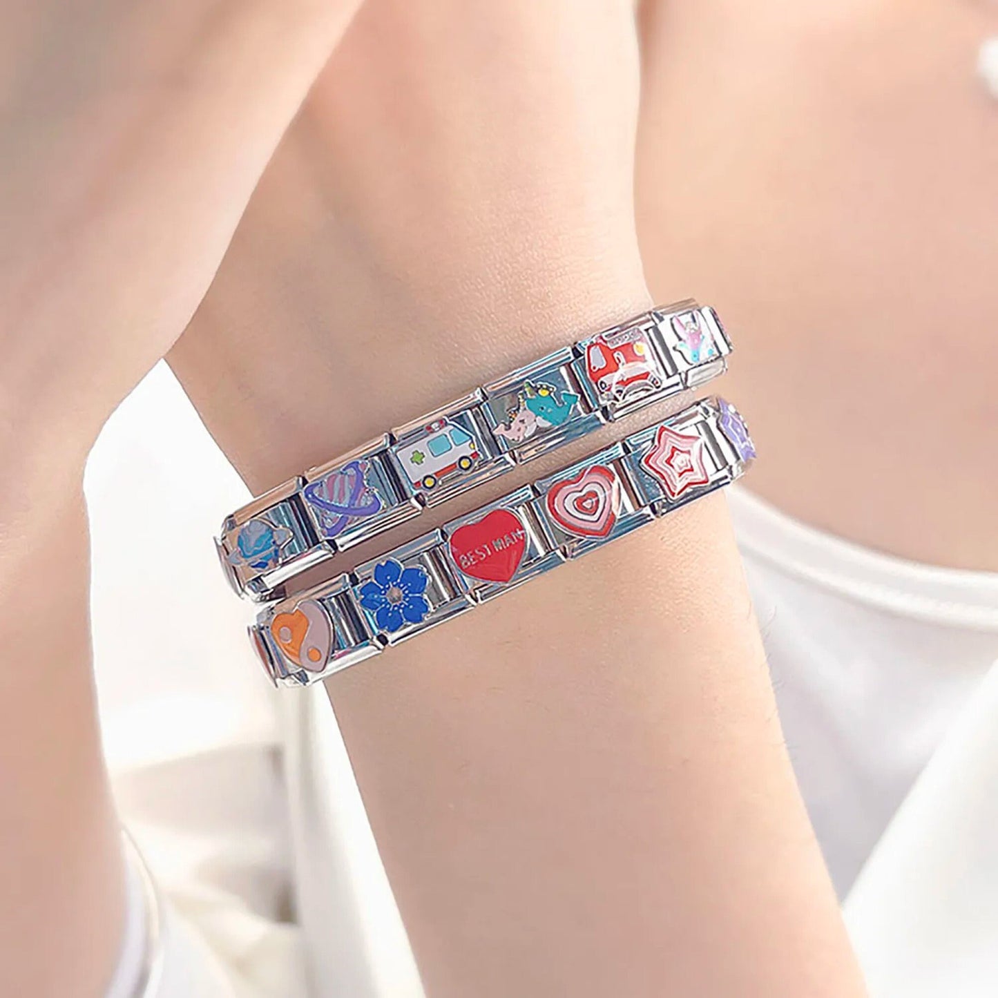 Italian Charms bracelet \ classic 9mm charms size \ Custom bracelet \ charm links \ gift for her \ Surprise Italian Bracelet Bracelet Charms