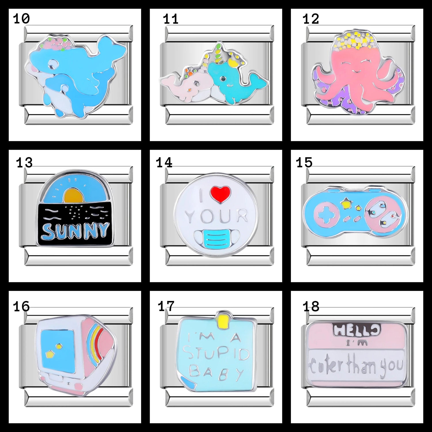 Italian Charms bracelet \ classic 9mm charms size \ Custom bracelet \ charm links \ gift for her \ Surprise Italian Bracelet Bracelet Charms