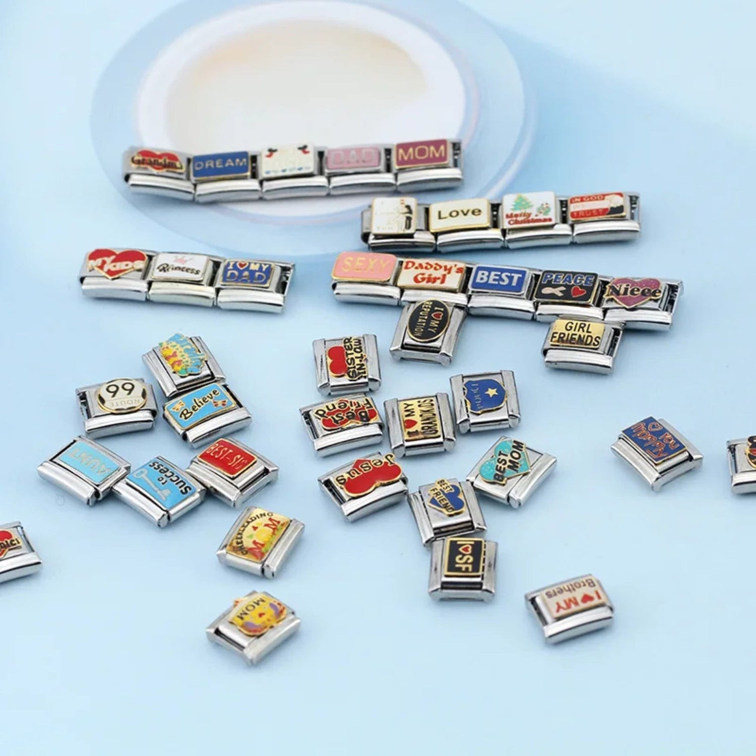 Italian Charms bracelet \ classic 9mm charms size \ Custom bracelet \ charm links \ gift for her \ Surprise Italian Bracelet Bracelet Charms