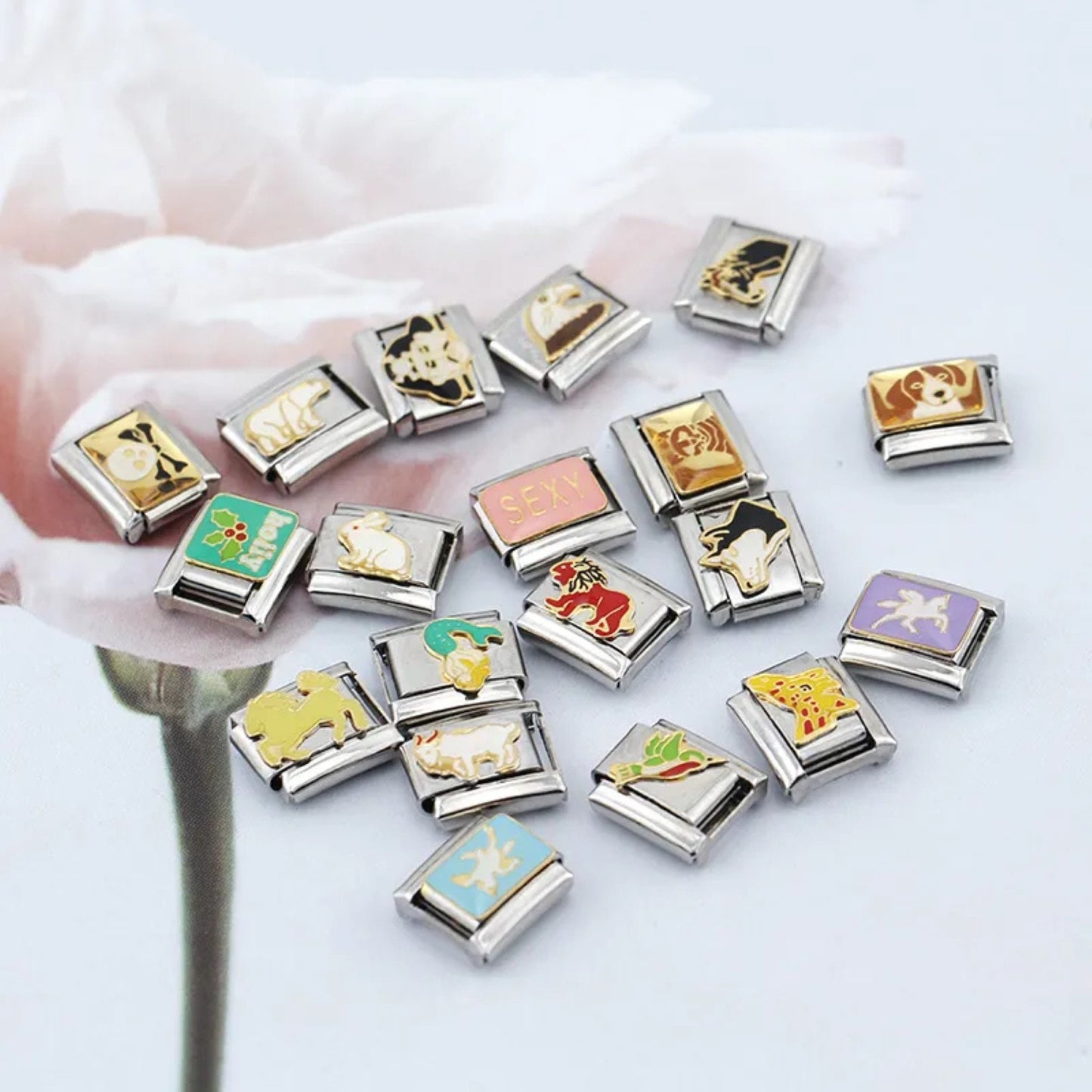Italian Charms bracelet \ classic 9mm charms size \ Custom bracelet \ charm links \ gift for her \ Surprise Italian Bracelet Bracelet Charms