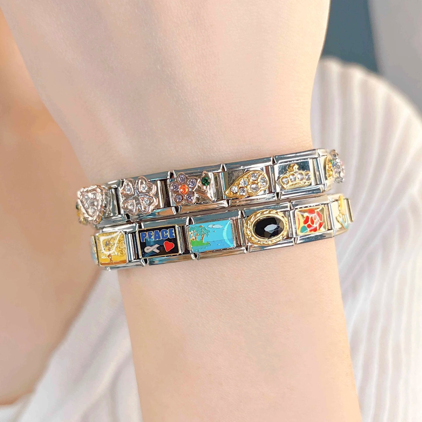 Italian Charms bracelet \ classic 9mm charms size \ Custom bracelet \ charm links \ gift for her \ Surprise Italian Bracelet Bracelet Charms