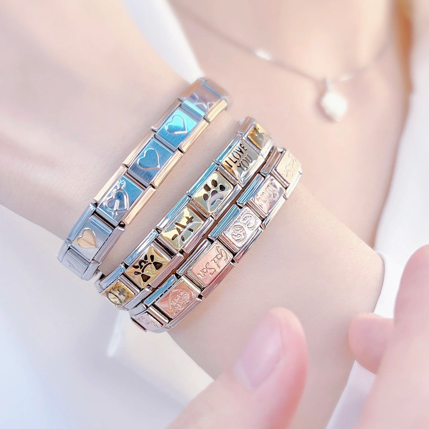 Italian Charms bracelet \ classic 9mm charms size \ Custom bracelet \ charm links \ gift for her \ Surprise Italian Bracelet Bracelet Charms