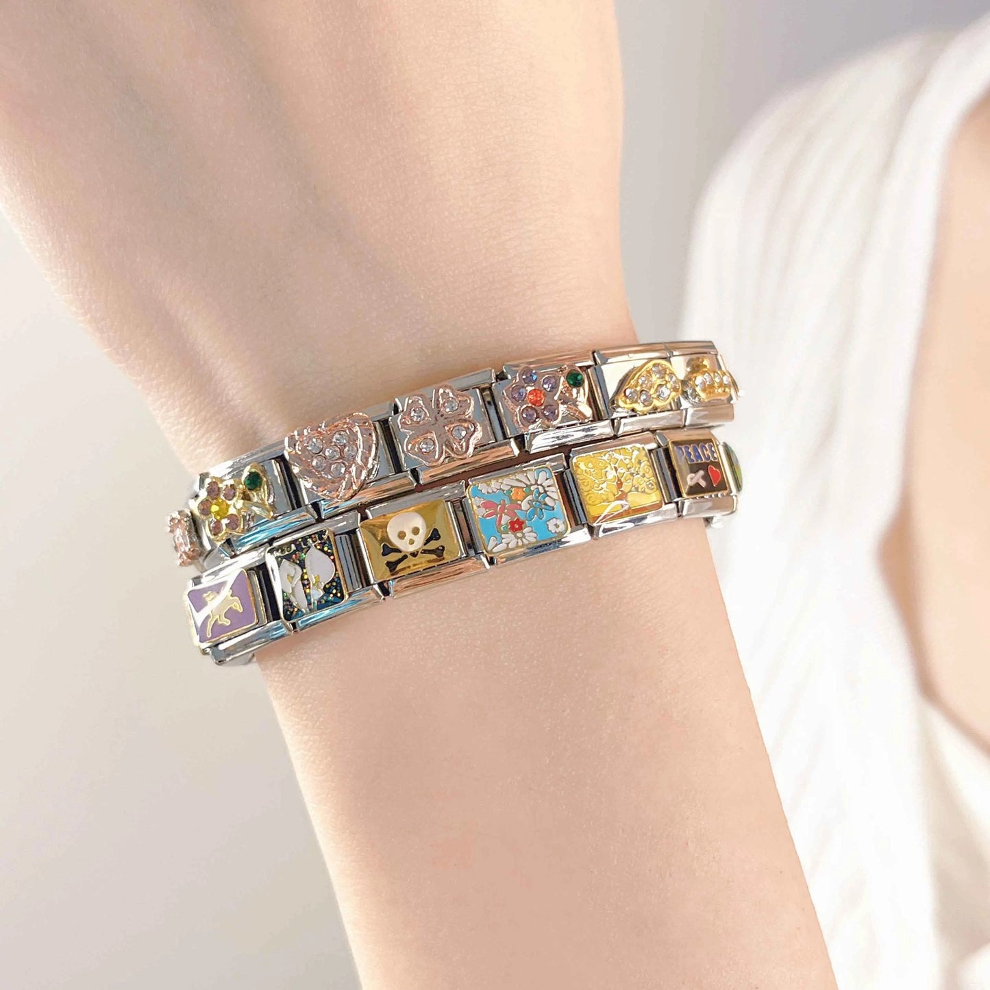 Italian Charms bracelet \ classic 9mm charms size \ Custom bracelet \ charm links \ gift for her \ Surprise Italian Bracelet Bracelet Charms