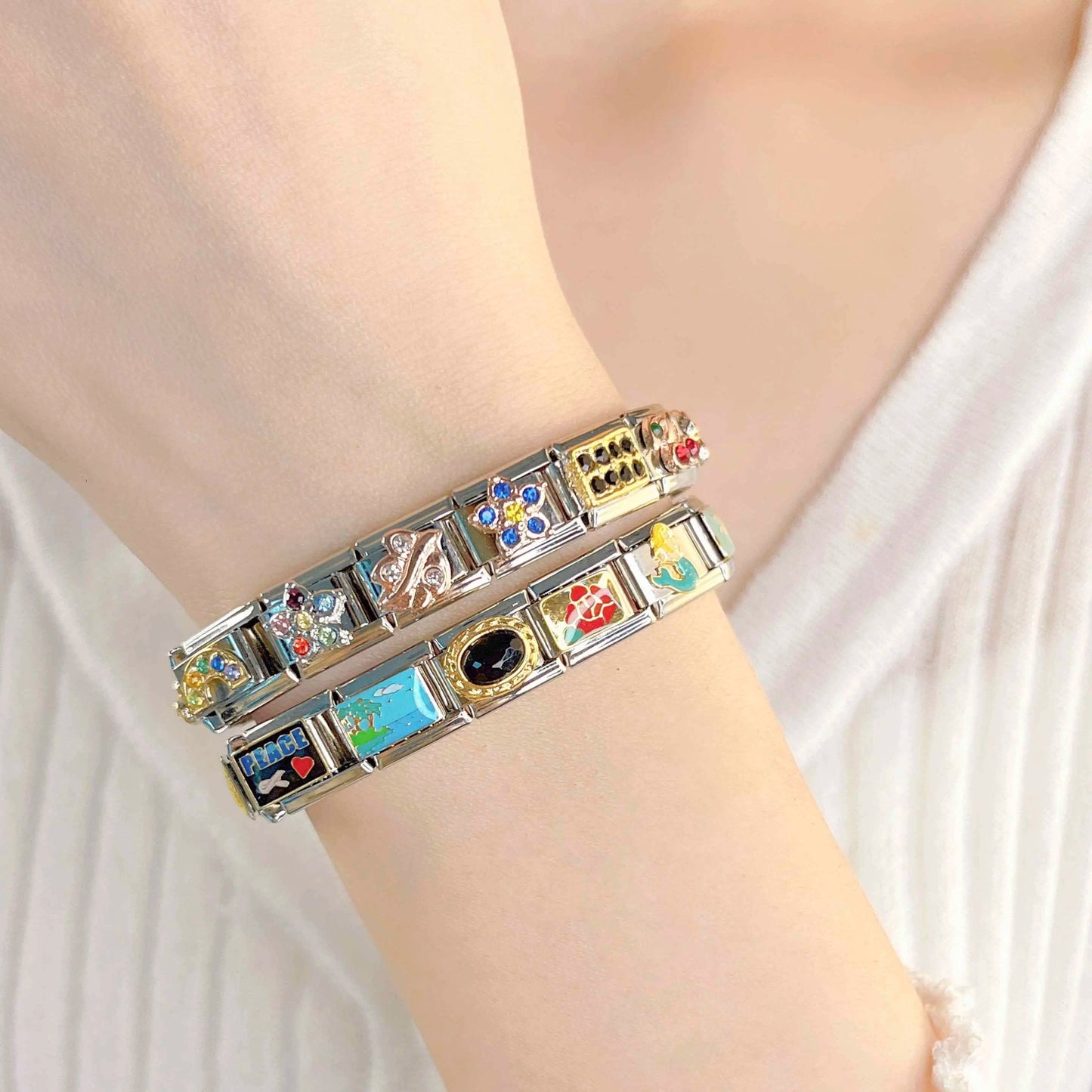 Italian Charms bracelet \ classic 9mm charms size \ Custom bracelet \ charm links \ gift for her \ Surprise Italian Bracelet Bracelet Charms