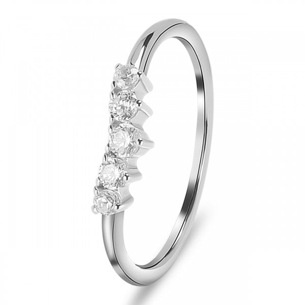 Elegant White Topaz 5-Stone Stackable Ring in 925 Sterling Silver