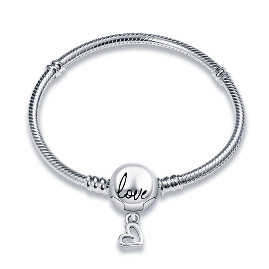 Silver Love Charm Bracelet with Heart Pendant
