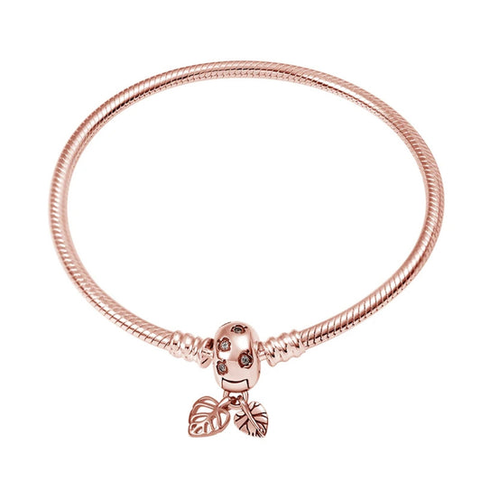Rose Gold Leaf Charm Bracelet