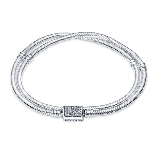Double Layer Silver Charm Bracelet