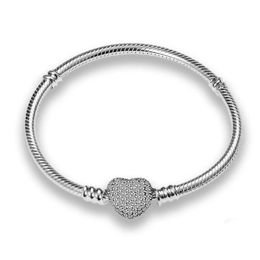 Zirocn Heart Silver Charm Bracelet