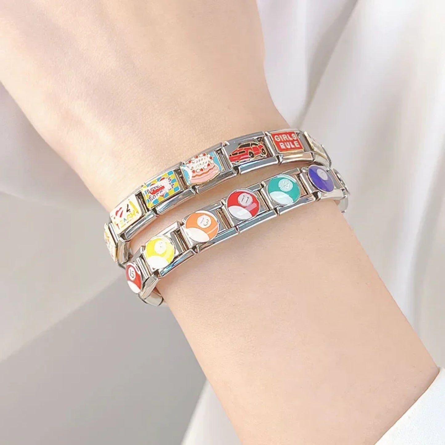 10 Unique Italian Bracelet Charms - Car , Birthday , Holiday, Sun, Moon - Gift for Her