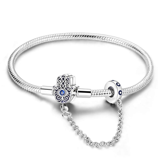 Hamsa Hand Charm Silver Bracelet