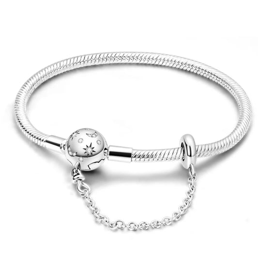 Silver Charm Bracelet with Bow Clasp