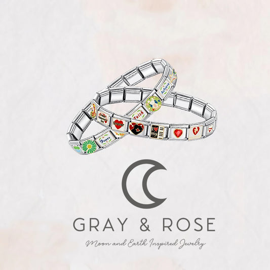 Silver and Rose Gold Italian Charm Bracelet