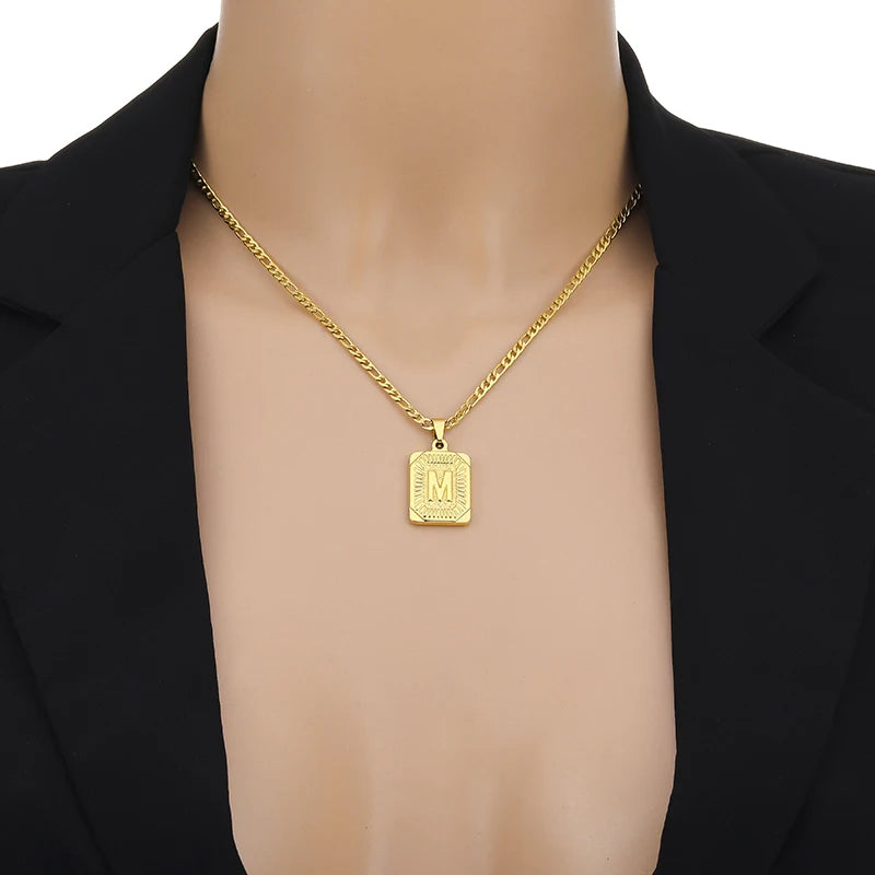 Gold Plate Initial Necklace