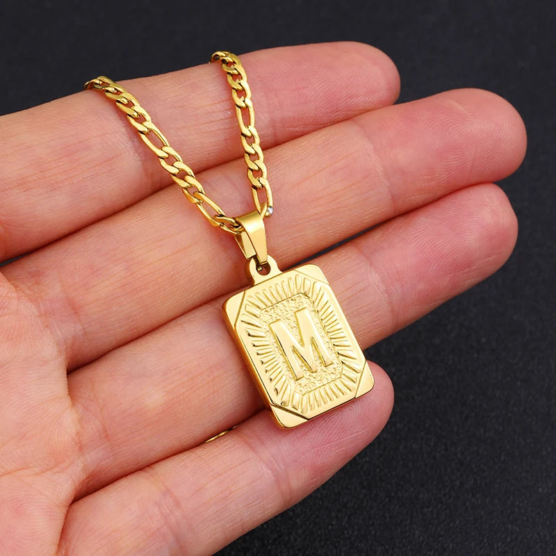 Gold Plate Initial Necklace