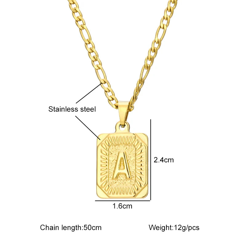 Gold Plate Initial Necklace