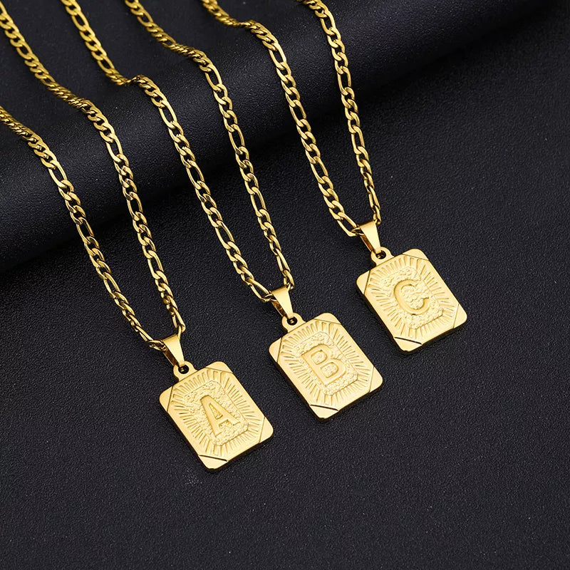 Gold Plate Initial Necklace