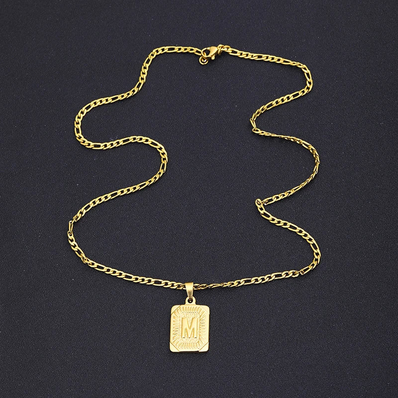 Gold Plate Initial Necklace