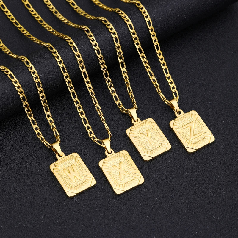 Gold Plate Initial Necklace