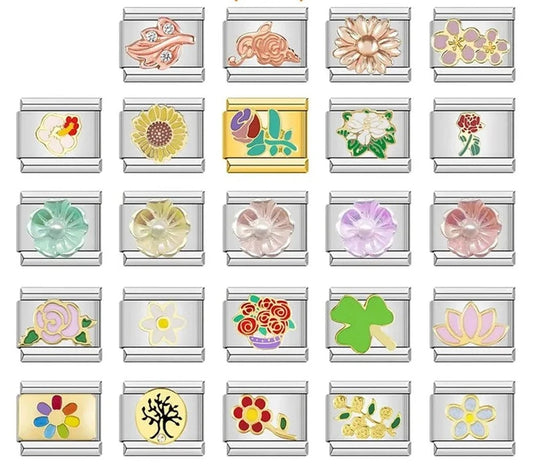 Pretty Flower Charms Links for Italian Charm Bracelet - Customize your bracelet adding a colofrull flower to your bracelet.