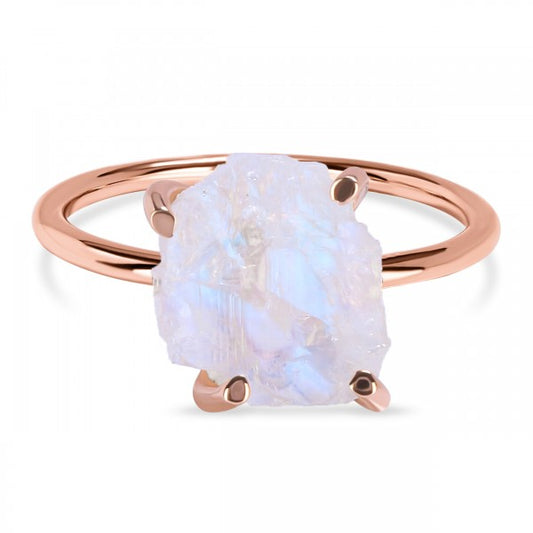 Raw Moonstone Loop Ring in 925 Sterling Silver