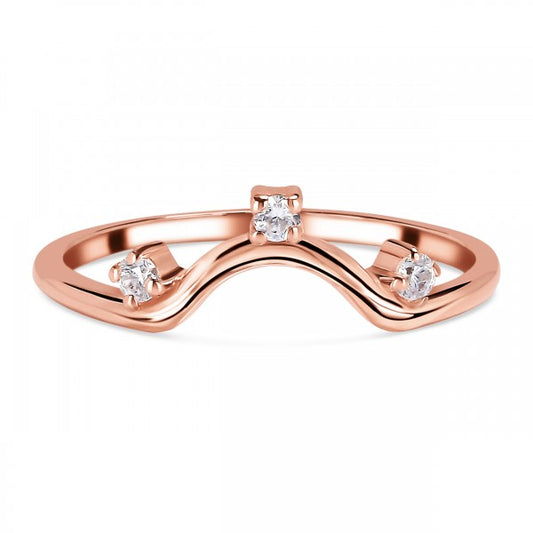 Elegant Three-Stone White Topaz Stackable Ring in 925 Sterling Silver