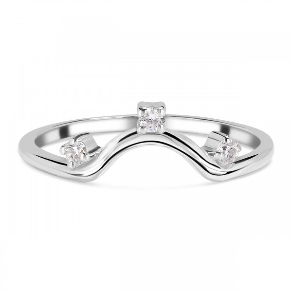 Elegant Three-Stone White Topaz Stackable Ring in 925 Sterling Silver