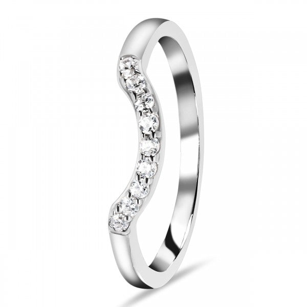 White Topaz Oval Shape Stackable Ring